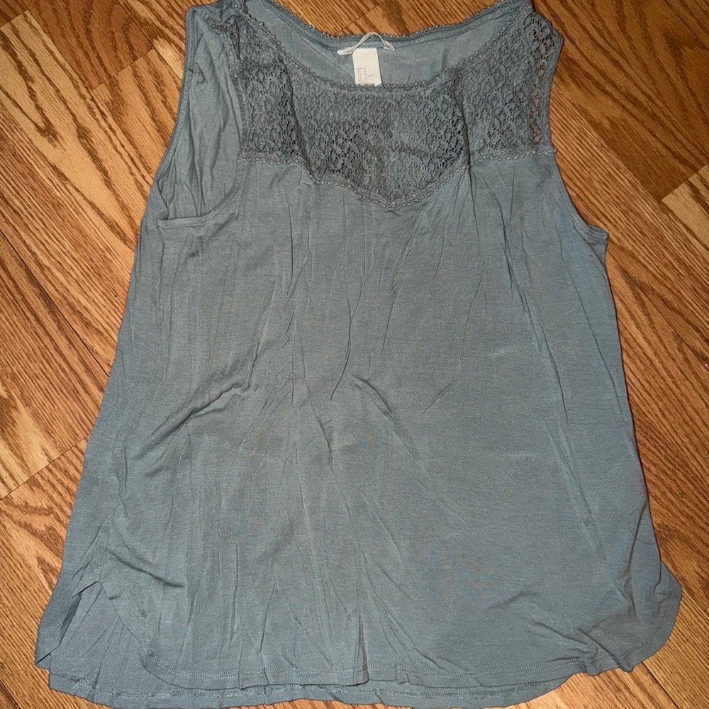 H&M Blue Tank Top with Lace Detail